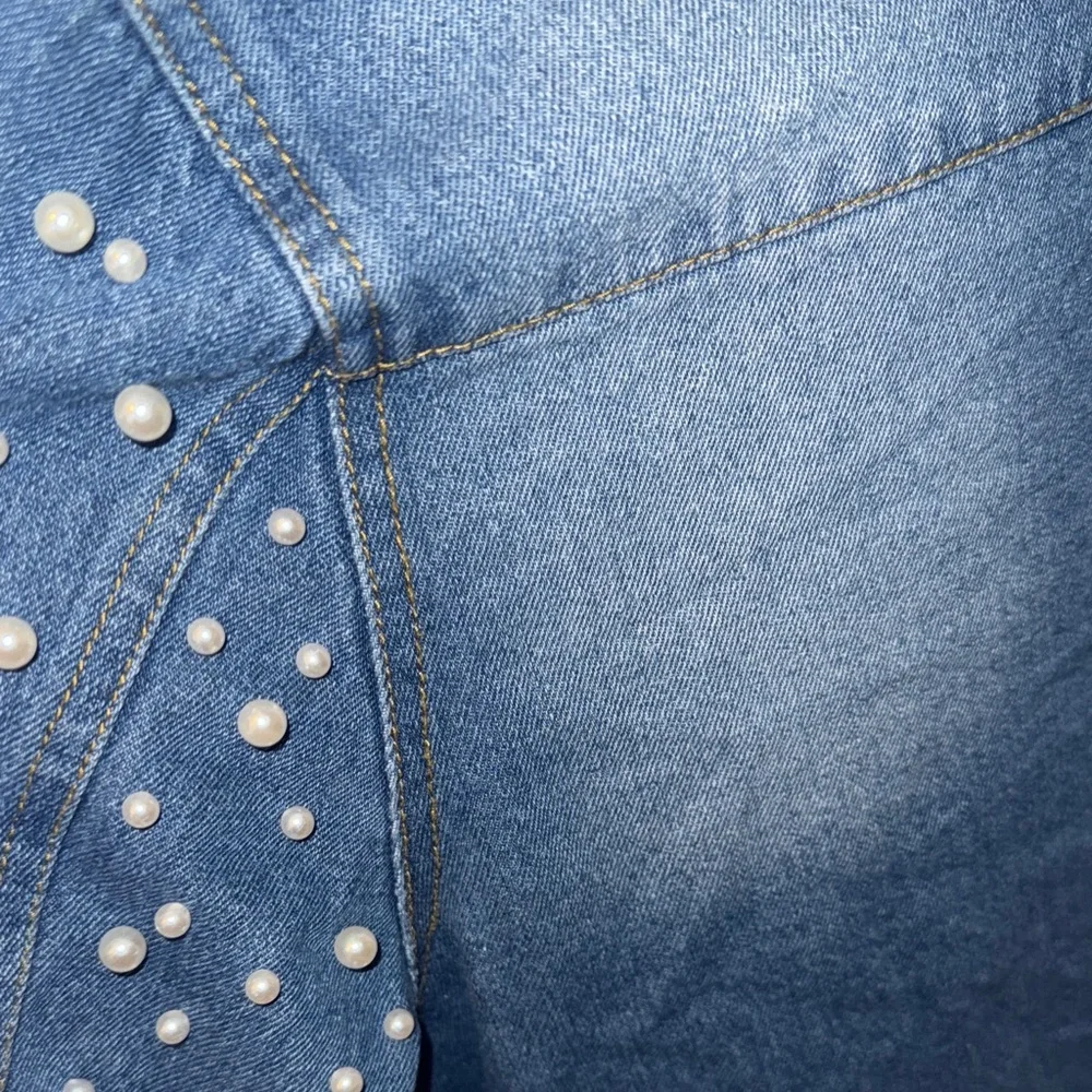 Pearl Studded Blue Denim Jacket - Picture 9 of 13